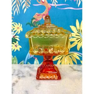 Vintage Jeanette Glass Amberina Candy Dish.